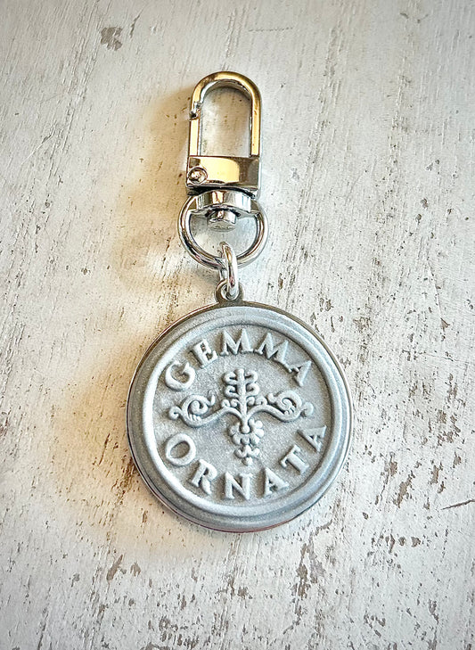 Gemma Ornata Pendant Keychain, Purse Charm, Bag Charm, Key Charm, Italy-Inspired Jewelry, Latin Word Jewelry, Italian Jewelry, Bag Pendant