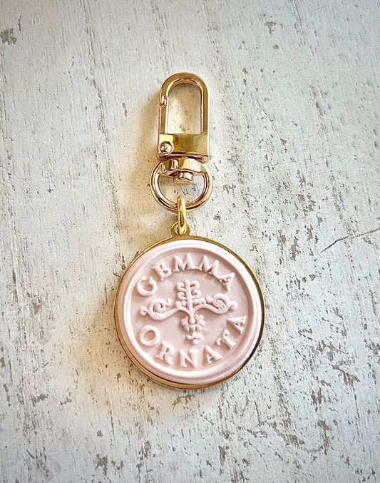 Gemma Ornata Pendant Keychain, Purse Charm, Bag Charm, Key Charm, Italy-Inspired Jewelry, Latin Word Jewelry, Italian Jewelry, Bag Pendant