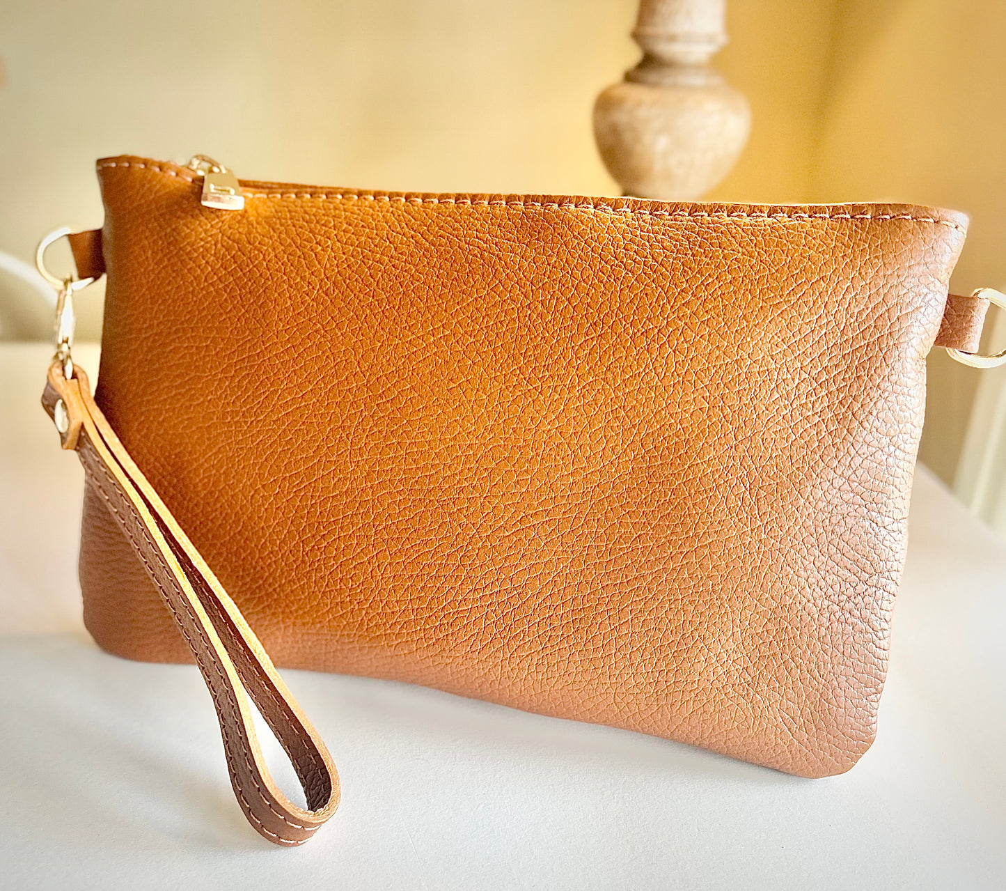 Genuine Italian Leather Clutch Bag Wristlet Made in Florence Italy, Florentine Leather Market Purse Handmade in Italy, Tuscan Leather Bag