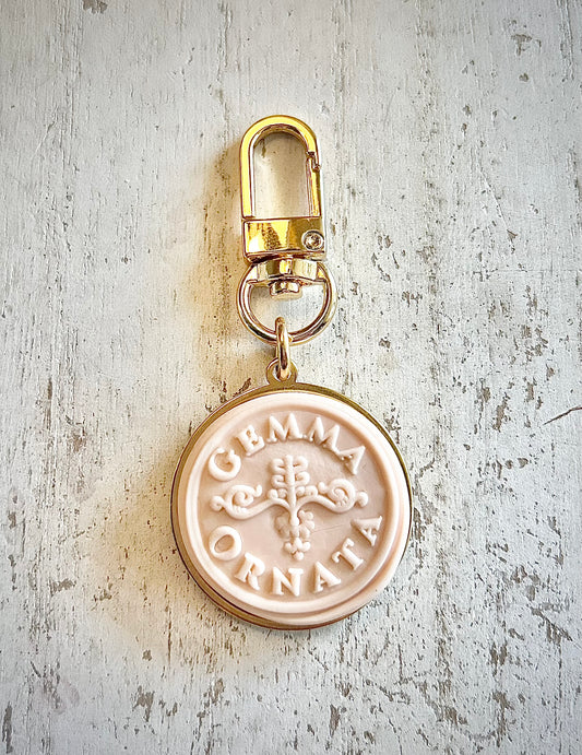 Gemma Ornata Pendant Keychain, Purse Charm, Bag Charm, Key Charm, Italy-Inspired Jewelry, Latin Word Jewelry, Italian Jewelry, Bag Pendant