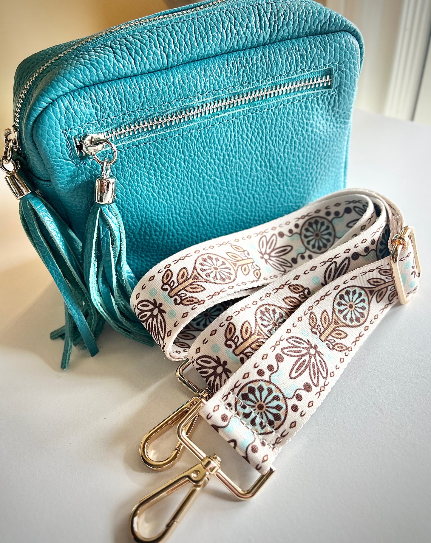 Gemma Ornata Wide Crossbody Purse Strap, Interchangeable Crossbody Strap, Guitar Strap for Purses, Custom Handbag Strap, Customize your Purse Accessory