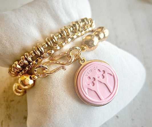 Gemma Ornata Venetian Palace Venice Charm Bracelet Stack - Pink